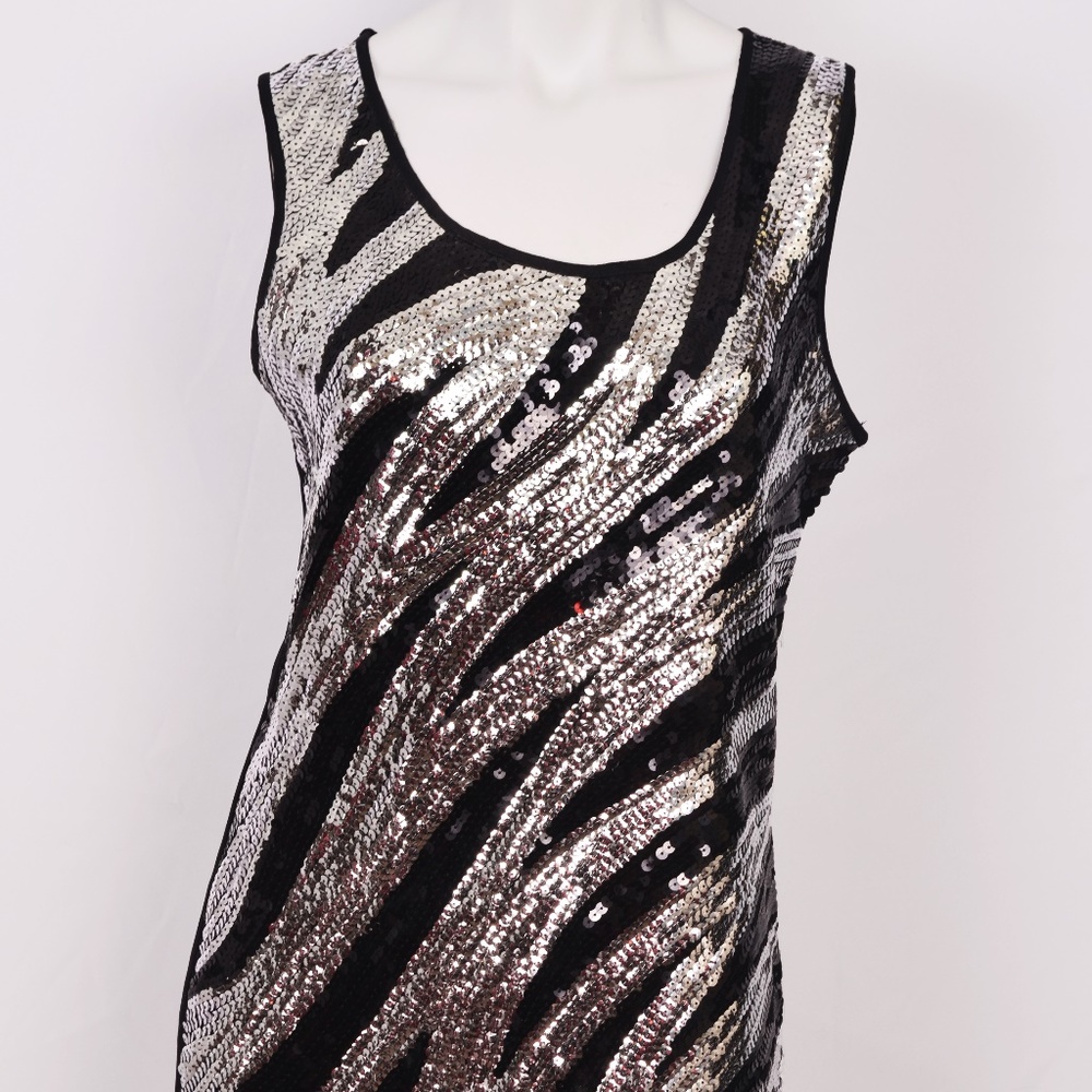 Day & Night Black/Silver Sequin Cocktail Dress (L)